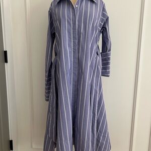 Banana Republic Striped Light Indigo Long Sleeve Dress, EUC, Small Petite, Sash